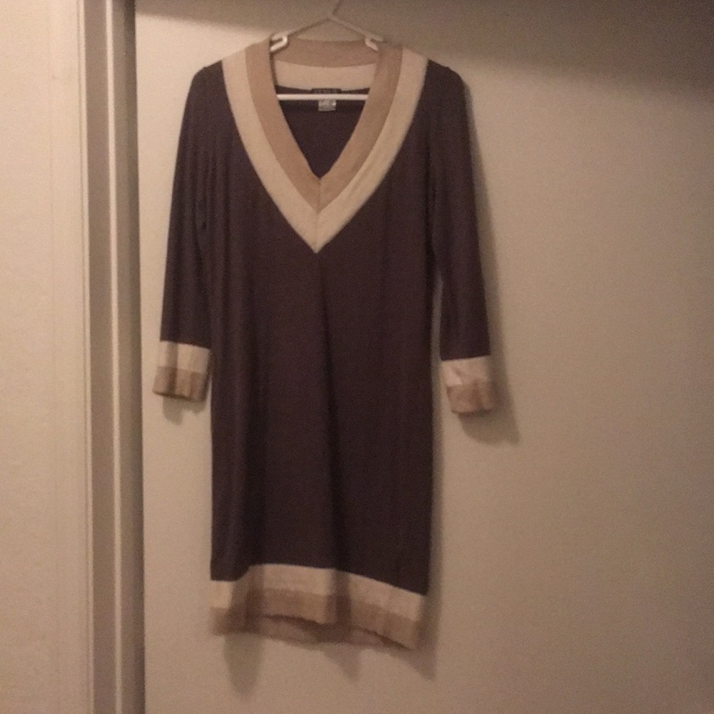 Sweater dress brown and cream